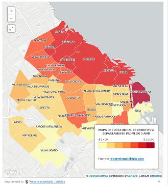 mapa valor cuota credito